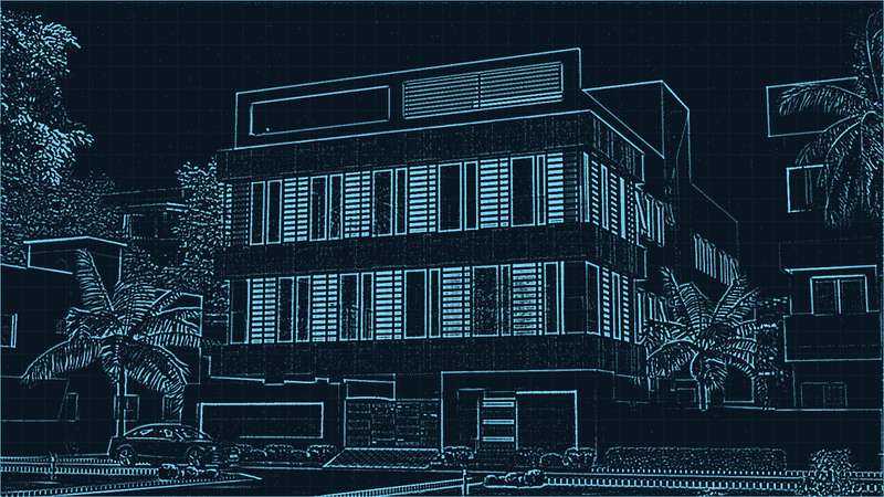 Wireframe of the villa model